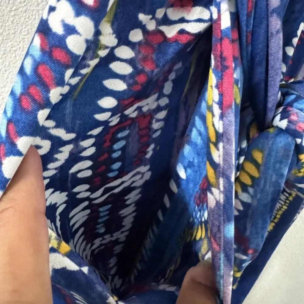 NY Collection Womens Sleeveless Printed Surplice Jumpsuit Petite Small Blue NWT - Picture 4 of 7